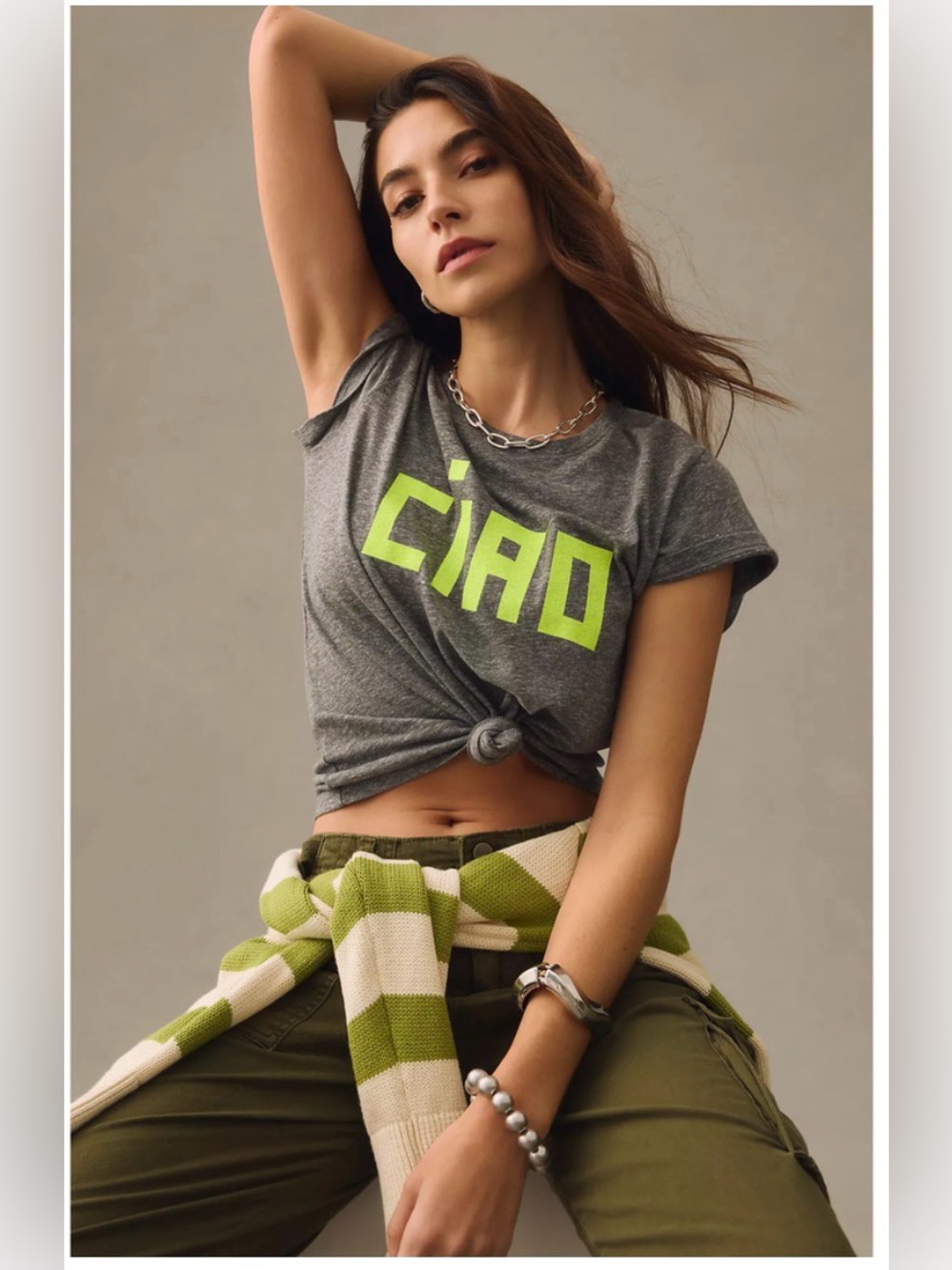 Clare V. Ciao Classic Grey Tee. Size M